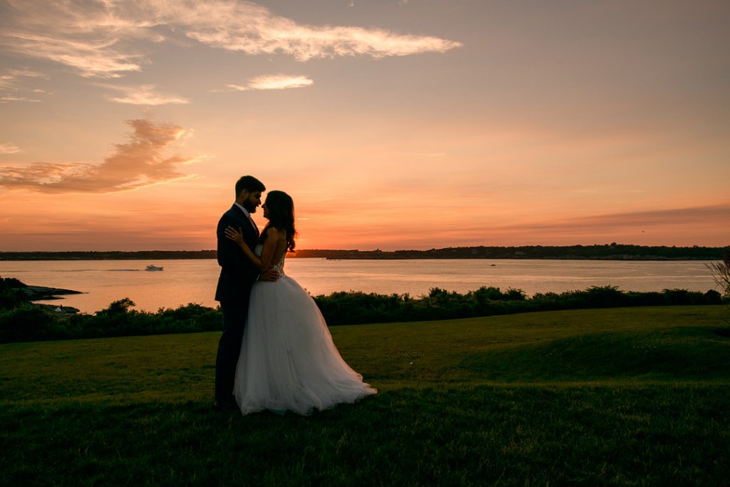 Sunset wedding photo