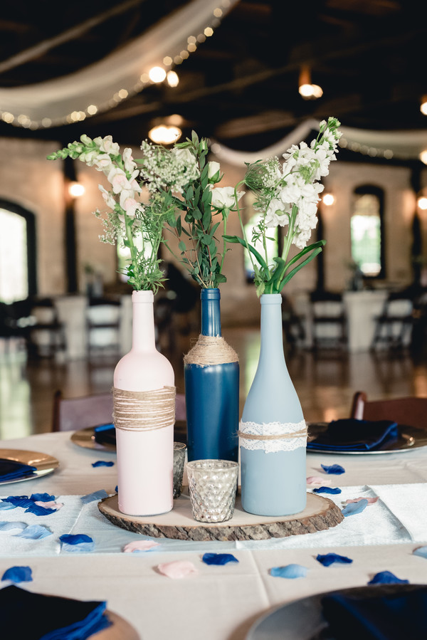 Wine bottle wedding centerpiece