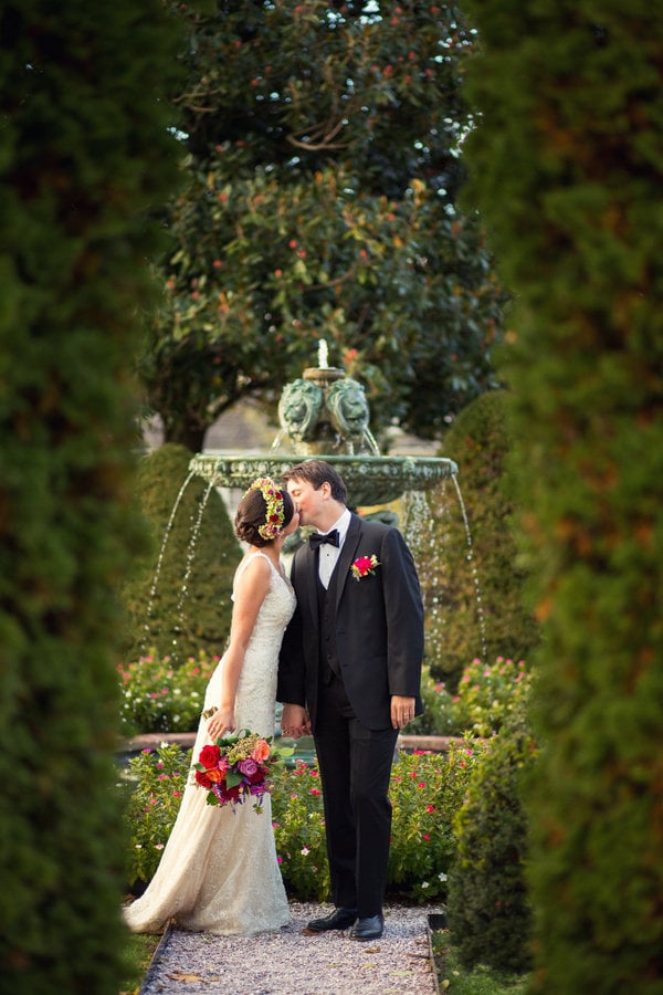 garden wedding bride and groom