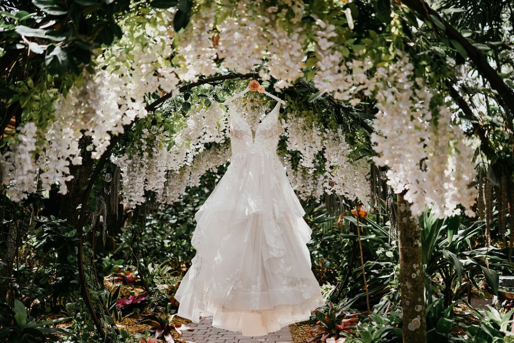 wedding gown on display