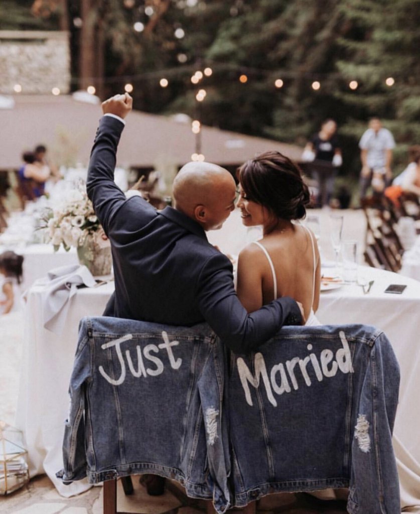 denim jacket wedding chair decor