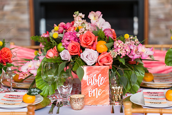 Bright wedding centerpiece