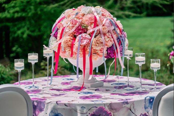 Streamers wedding centerpiece