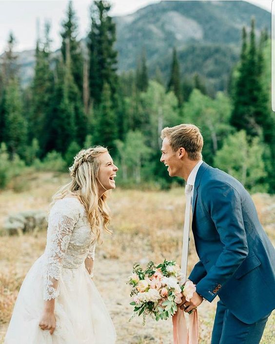 happy bride and groom