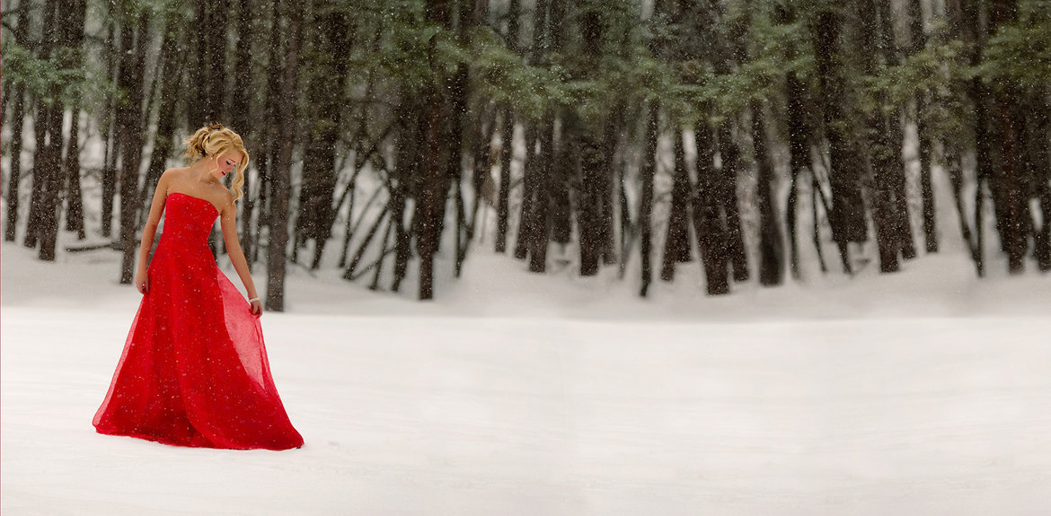 red gown winter wedding