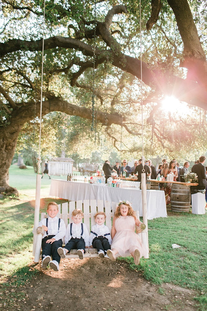 Oversized swing with flower girls