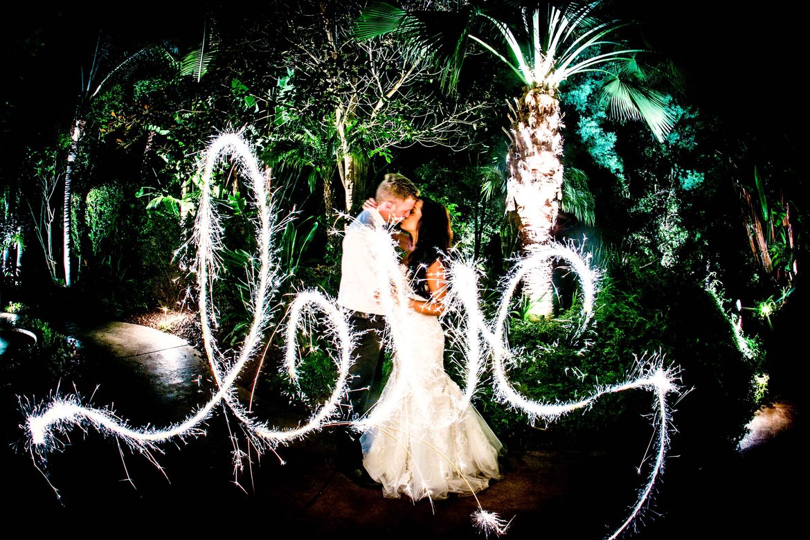 sparkler wedding photo