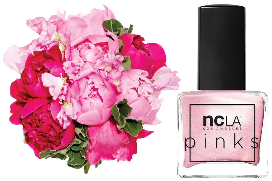 pink bouquet and nail polish