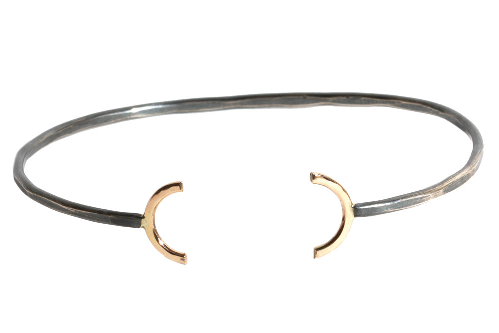 Gold and sterling silver open circle bracelet