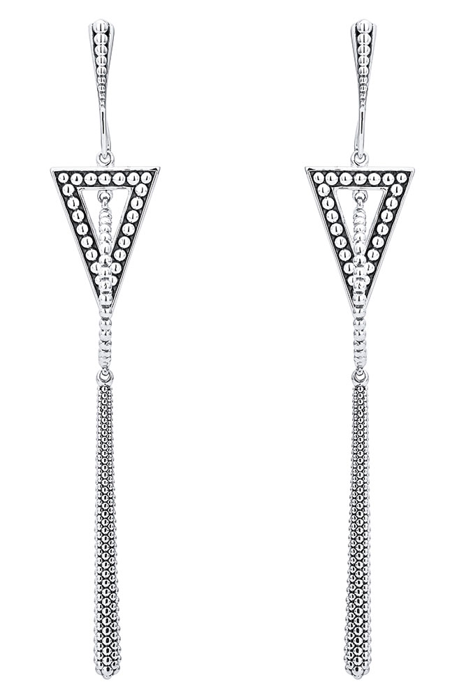 Sterling silver signature caviar drop earrings