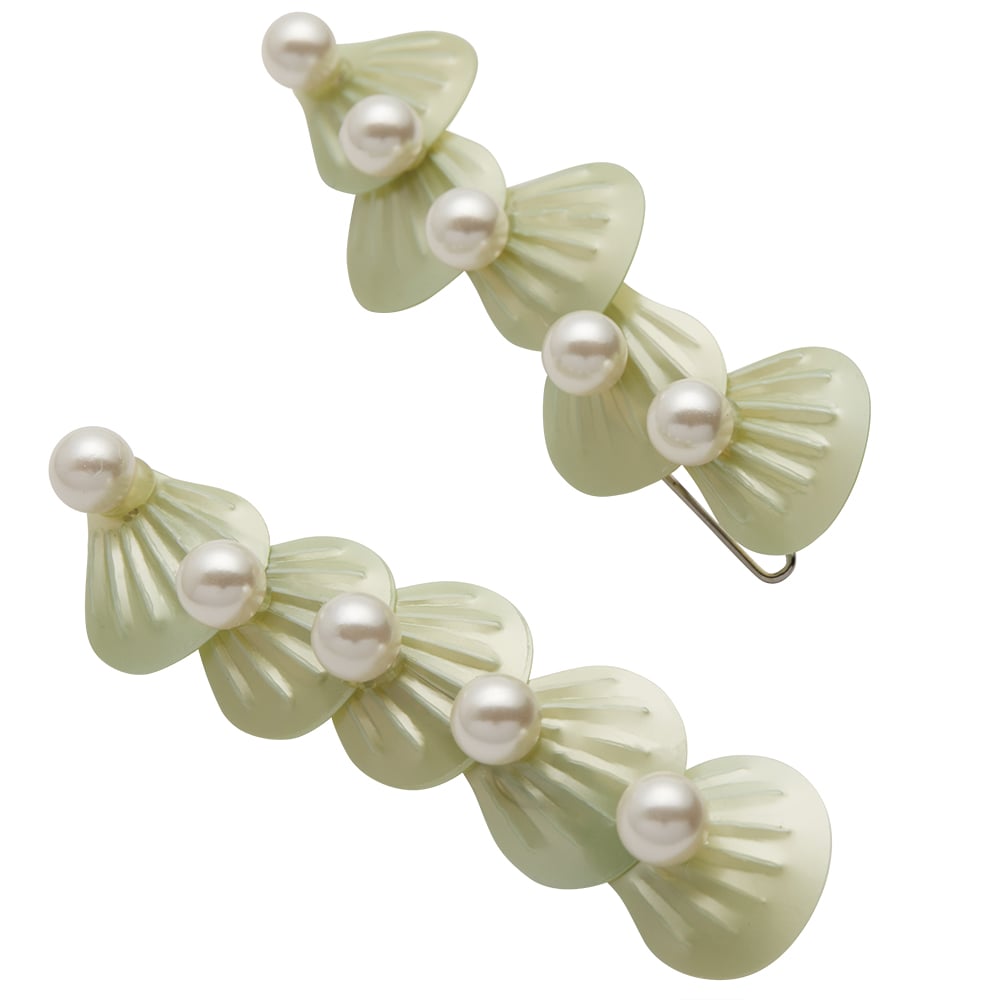 Seashell and pearl hair barrettes