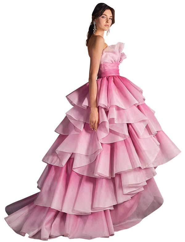 Pink Marchesa wedding gown