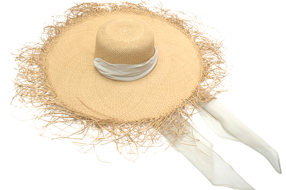 frayed toquilla straw wide brim hat by sensi studio