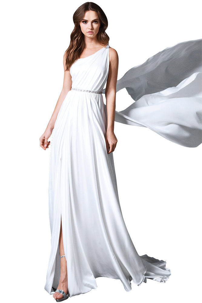 Romona New York cold shoulder wedding gown
