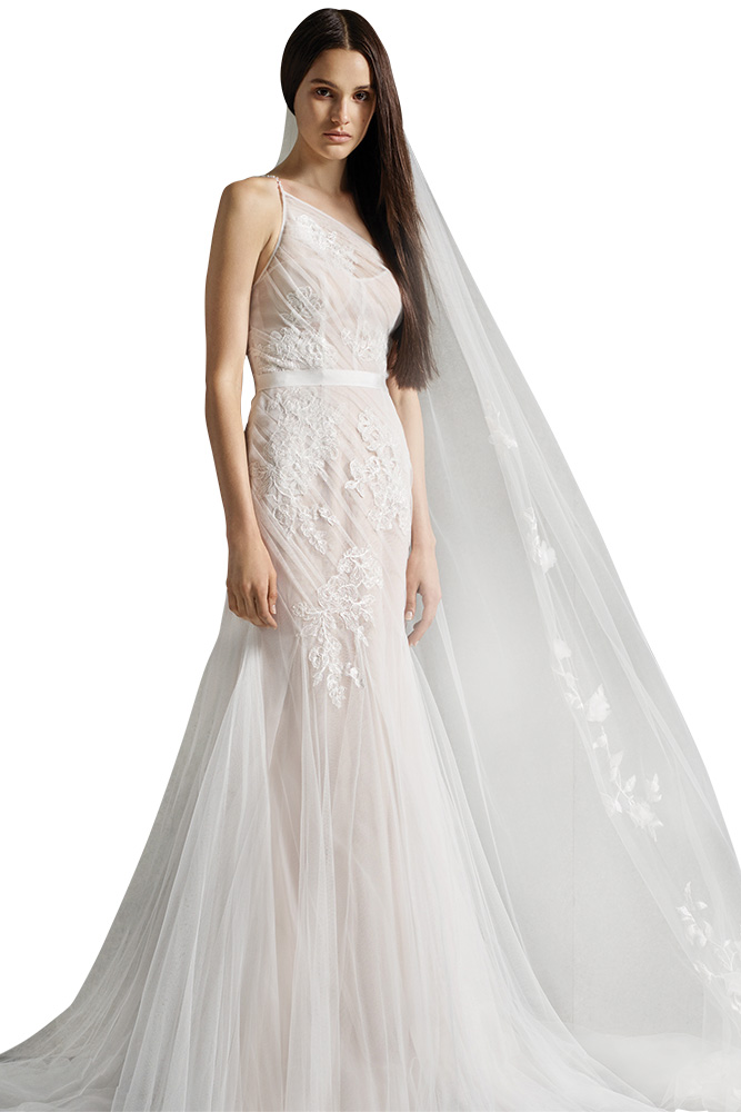 White by Vera Wang cold shoulder wedding gown