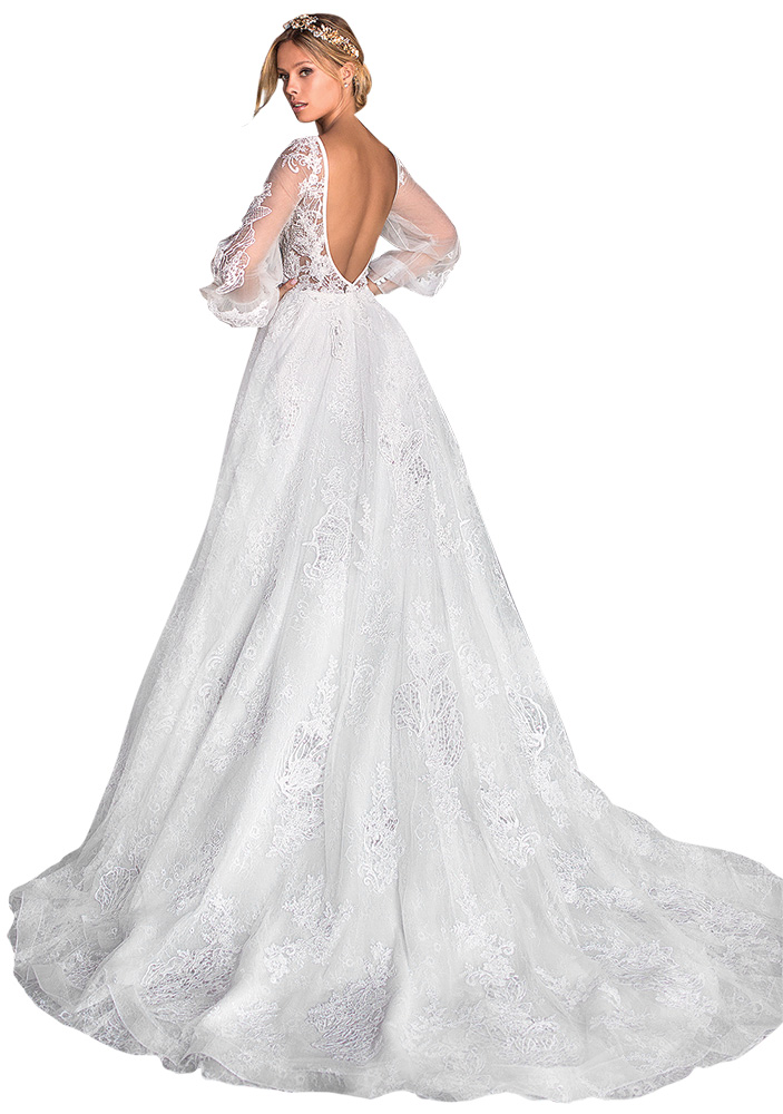 Bell Sleeve Wedding Gown by Moonlight Couture