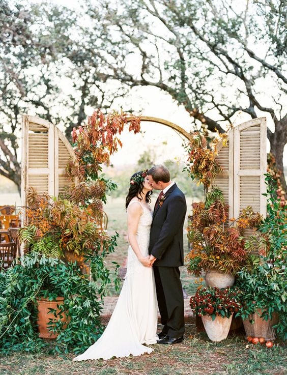 fall wedding ceremony entrance