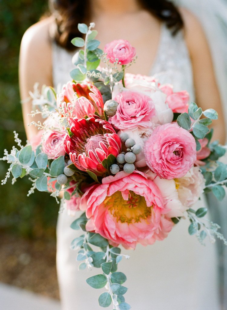 lush pink and greenery bouquet