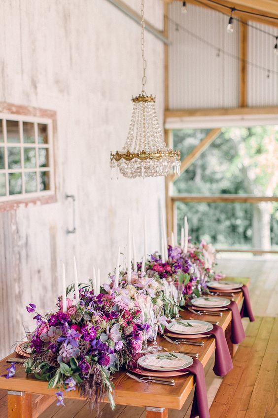 pink and purple flower centerpiece