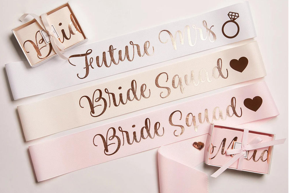 bride and bridesmaid bachelorette party sashes