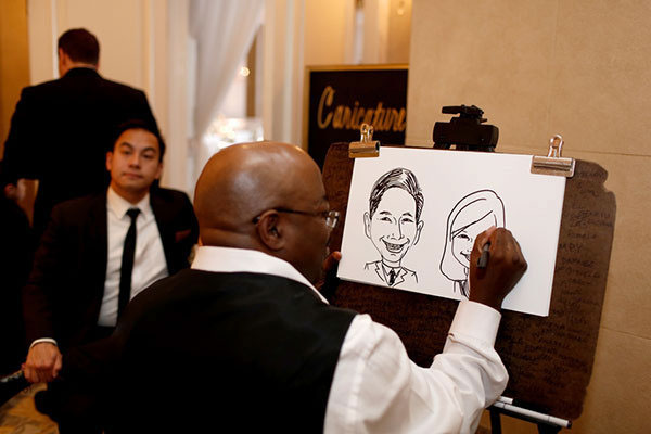 custom illustration caricature at wedding