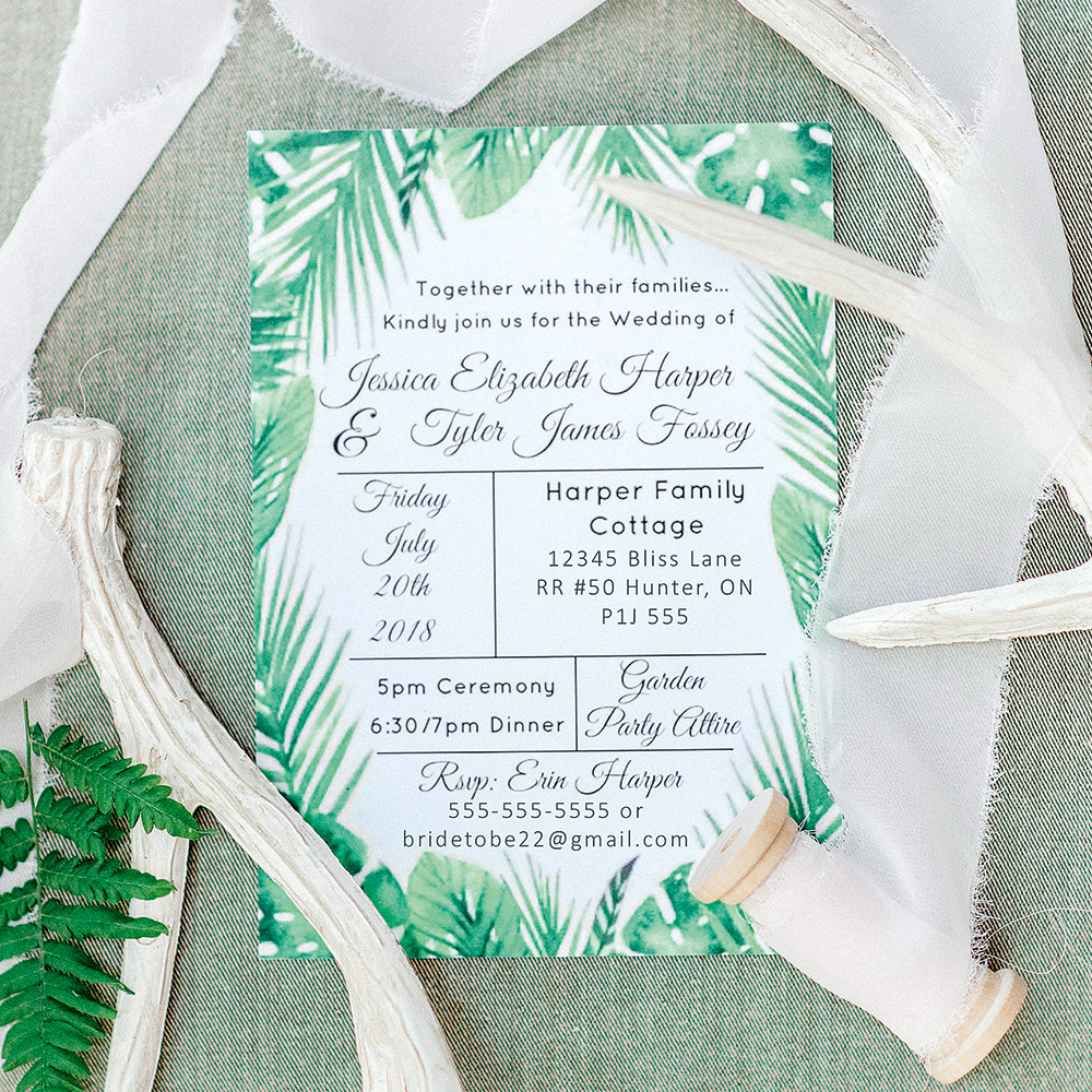 Tropical wedding invitation