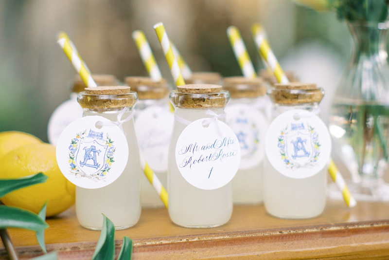 Lemonade bottle wedding escort card