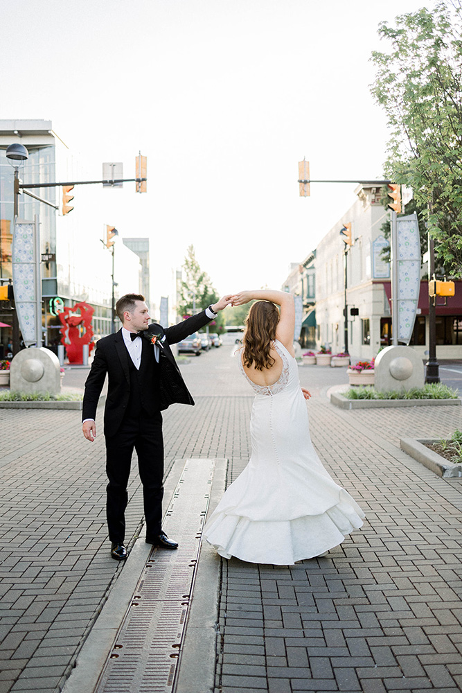 bride and groom on wedding day