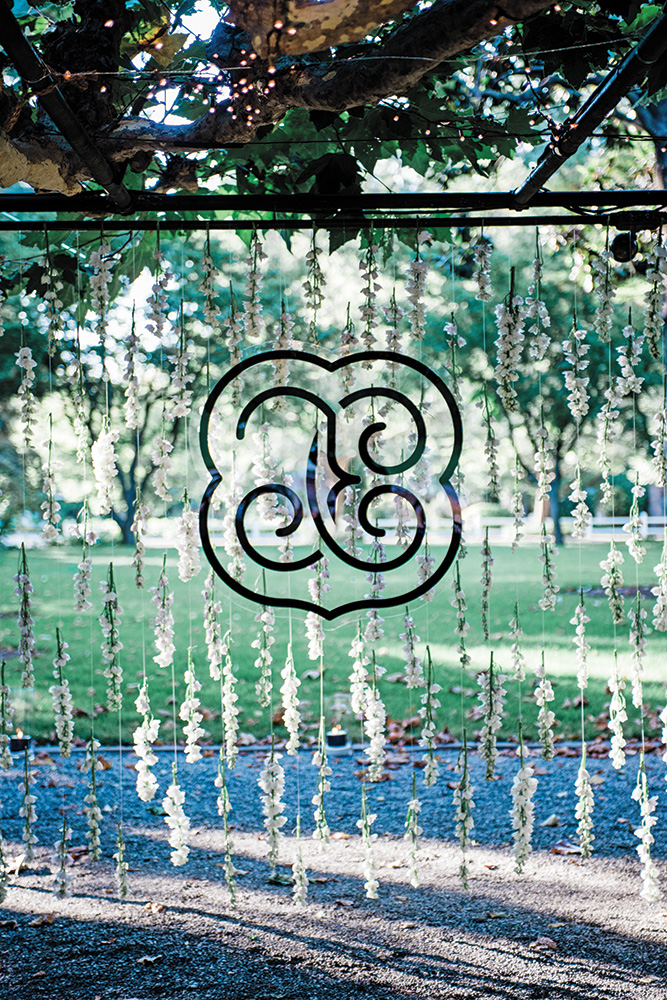 Garden wedding monogram decoration