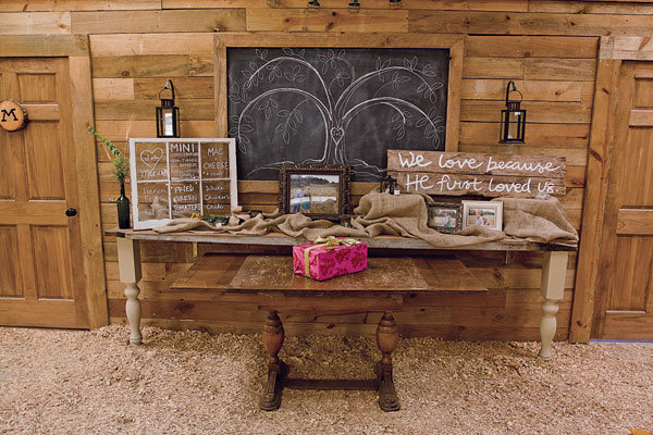 barn wedding gift table