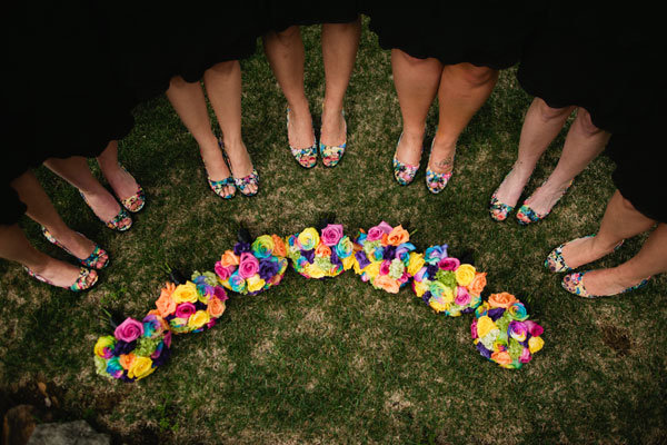 black bridesmaids dresses multicolor accessories