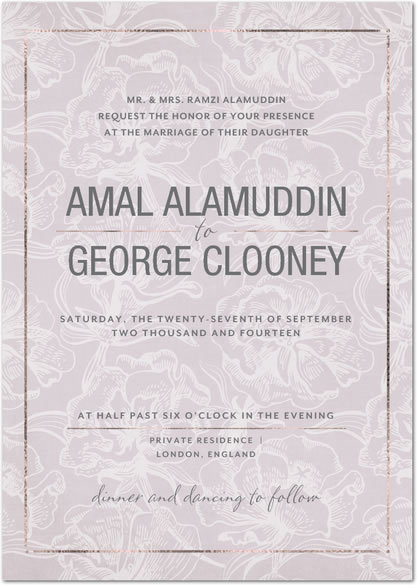 george clooney amal alamuddin wedding invitation