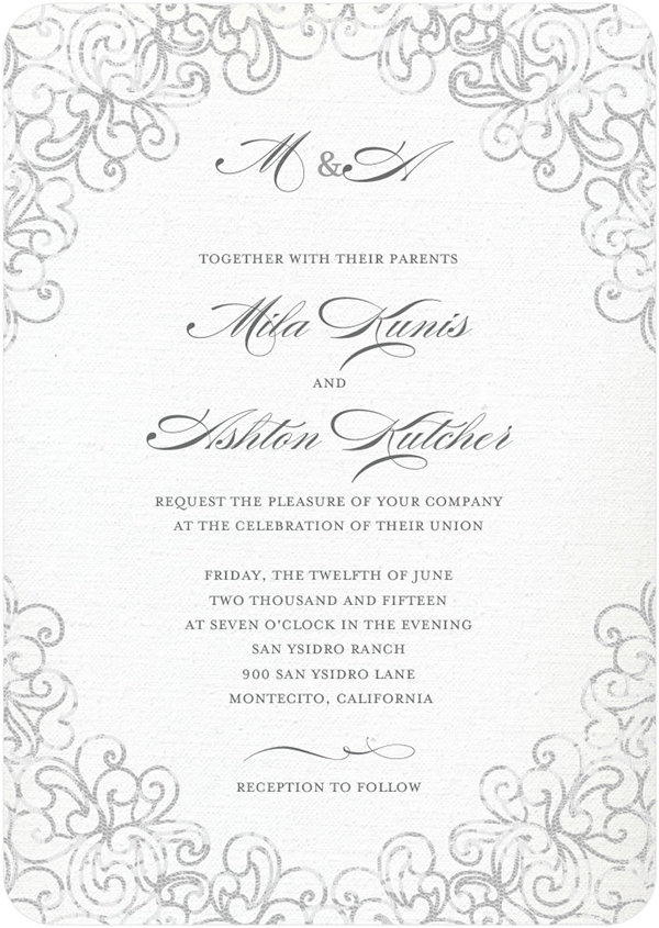 mila kunis ashton kutcher wedding invitation