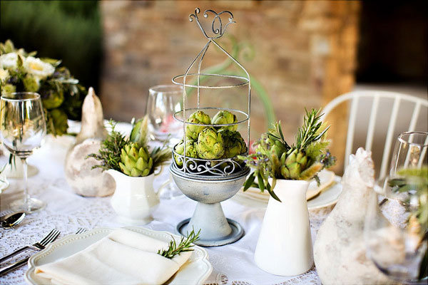 artichokes wedding centerpiece