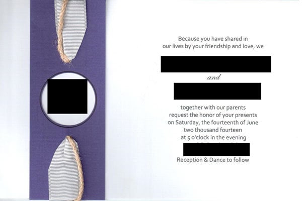 wedding invitation with mistake