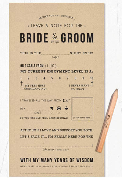 leave a note for the bride and groom