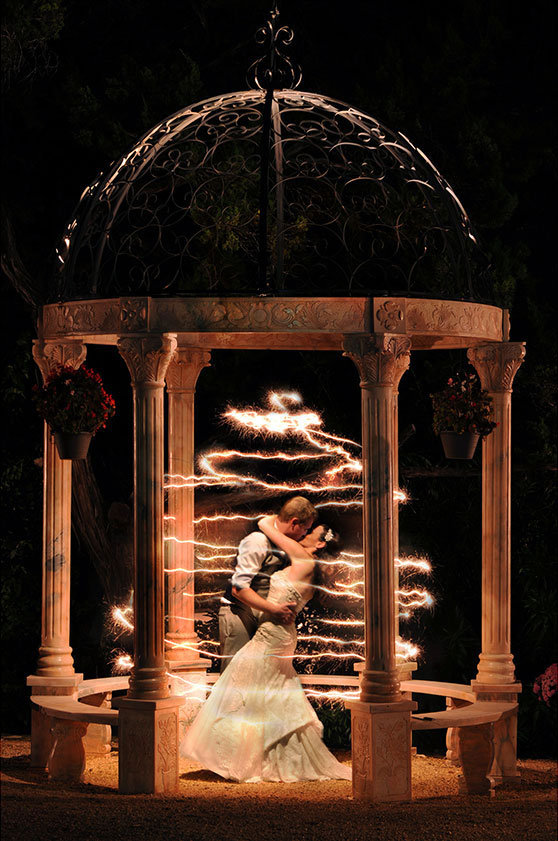 magical wedding photo with sparklers