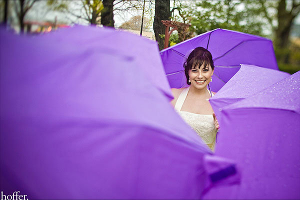 rainy wedding photo