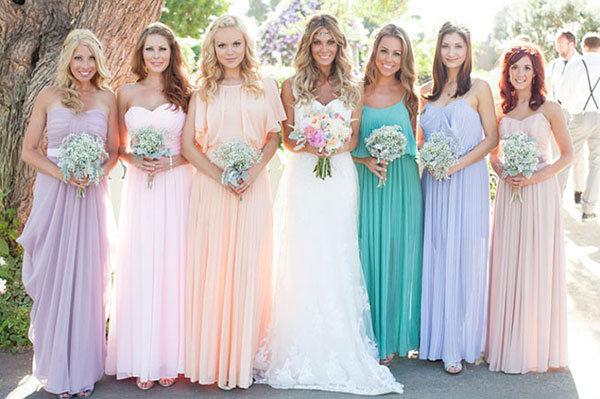 rainbow bridesmaid dress