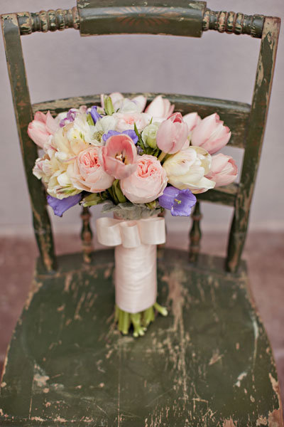 wedding bouquet with pastel colors