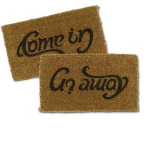 come in go away doormat