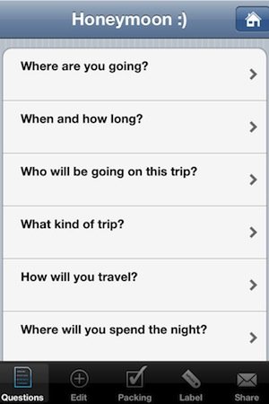 honeymoon packing app