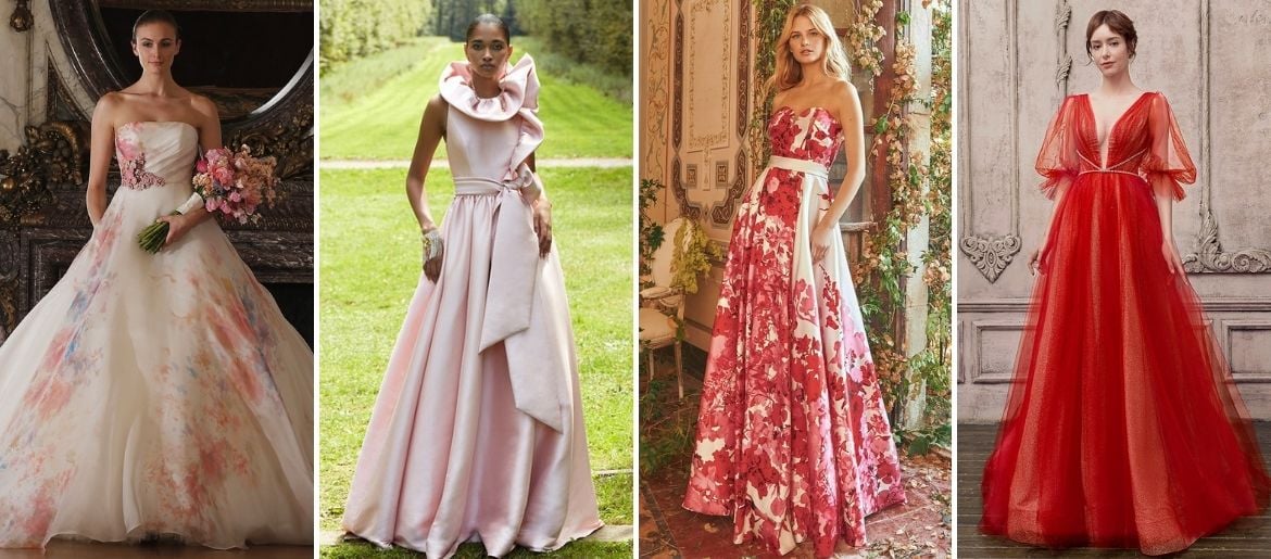 pink red wedding dresses