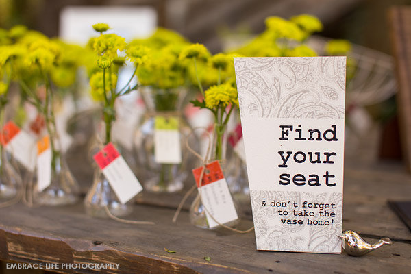 Escort Card Displays With Potted Plants