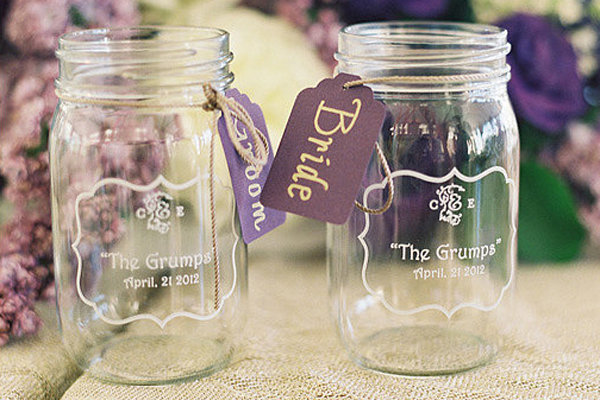 Etched Mason Jars