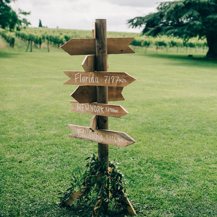 Old-Fashion Washed Wood Directional Sign