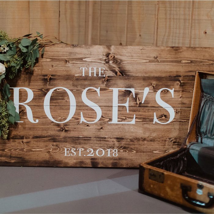 Wooden Sign with New Last Name