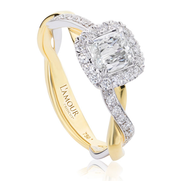 L’Amour Crisscut® Cushion Halo with a Twist
