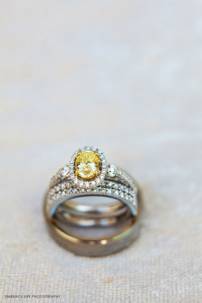 Three-Stone Engagement Ring & Wedding Bands