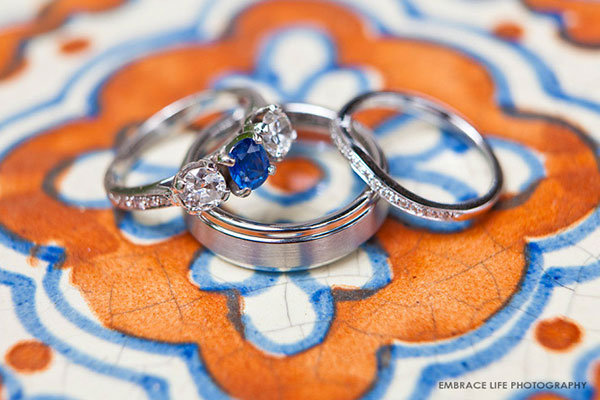 Three-Stone Engagement Ring & Wedding Bands